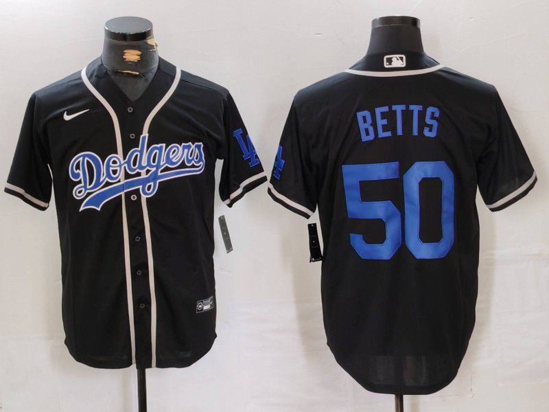Men Los Angeles Dodgers #50 Betts Black Fashion Nike Game MLB Jersey style 40->new york giants->NFL Jersey
